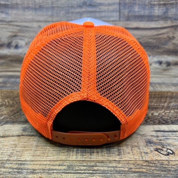 New York Islanders Mens Trucker Hat Orange Snapback Retro Logo Hockey Ball Cap - Picture 5 of 8